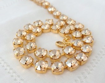 Champagne necklace,Champagne Bridal necklace,Crystal necklace,Bridesmaids gift,Rhinestone necklace,Bridesmaid necklace,Tennis necklace