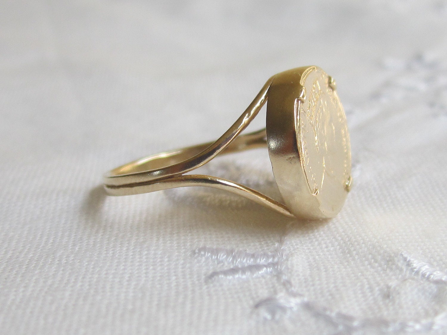 Gold Coin Ring, Coin Ring, Vintage Ring, Signet Ring