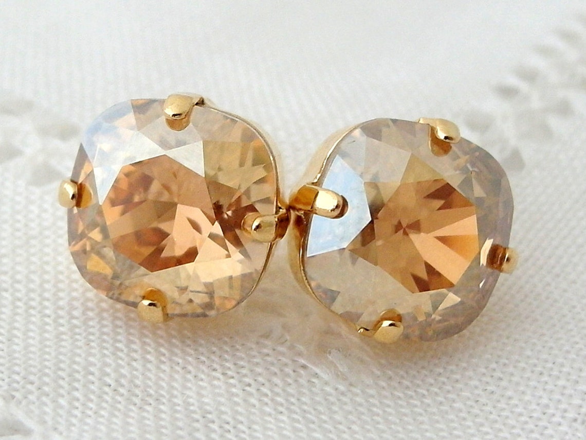 Lorenza crystal earrings champagne main image 1