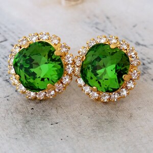Emerald earrings,Emerald green earrings,Emerald gold earrings,Bridal earrings,Bridesmaids gift,Dark green earrings,cluster earring,Crystal