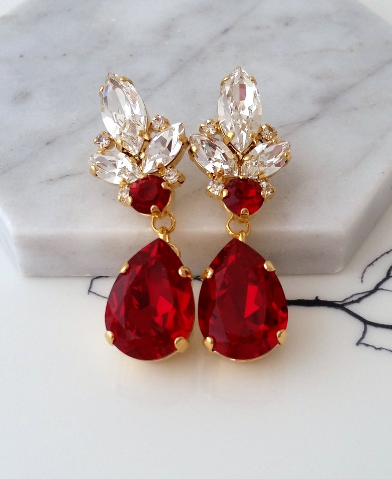 Ruby earringsRed earrings Bridal Etsy