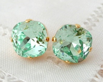 Mint green stud earrings discount