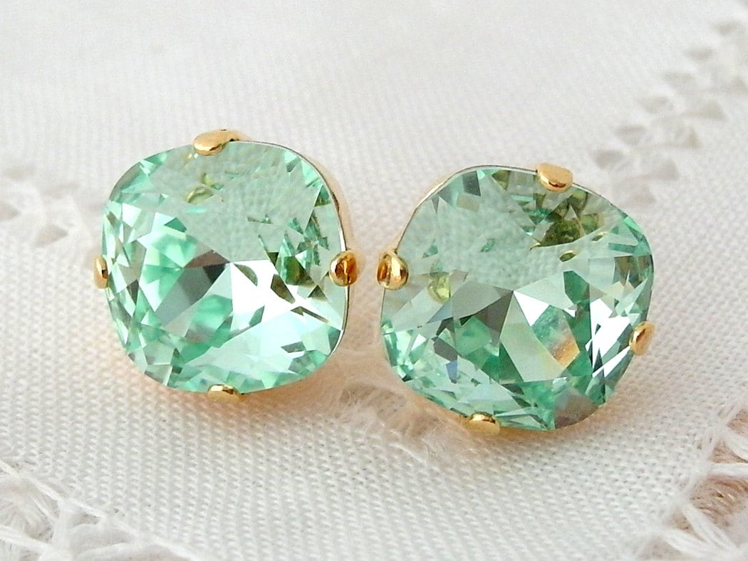 Mint green stud best sale earrings