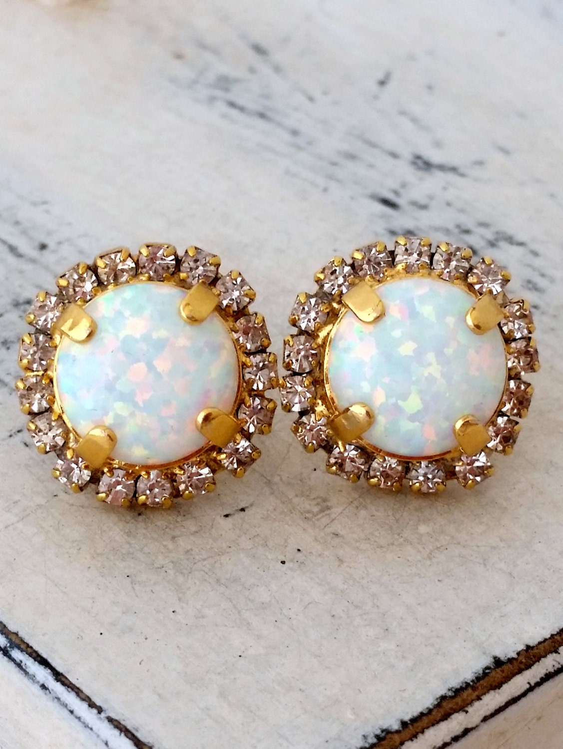 Opal Earrings White Opal Stud Earrings Stud Earrings - Etsy UK