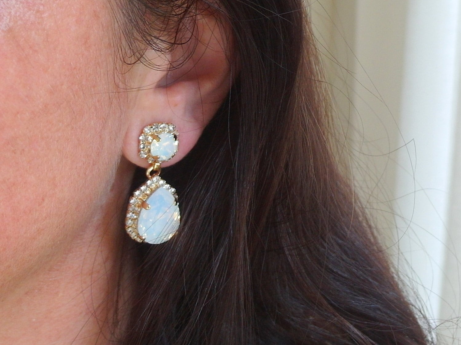 Sonja Luxe White Opal Earrings
