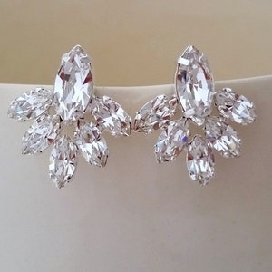 Bridal earrings, Crystal bridal earrings, Marquise earrings,Clear crystal earrings,Crystal earrings,Silver earrings,Large,Gatsby earrings