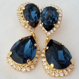 Navy blue earrings,Sapphire Bridal Earrings, Blue earrings,navy blue chandelier earrings,Navy blue bridal earrings,Bridesmaid gift,Deep blue