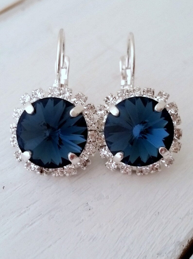 Navy Blue earringsNavy blue crystal drop earrings Bridal
