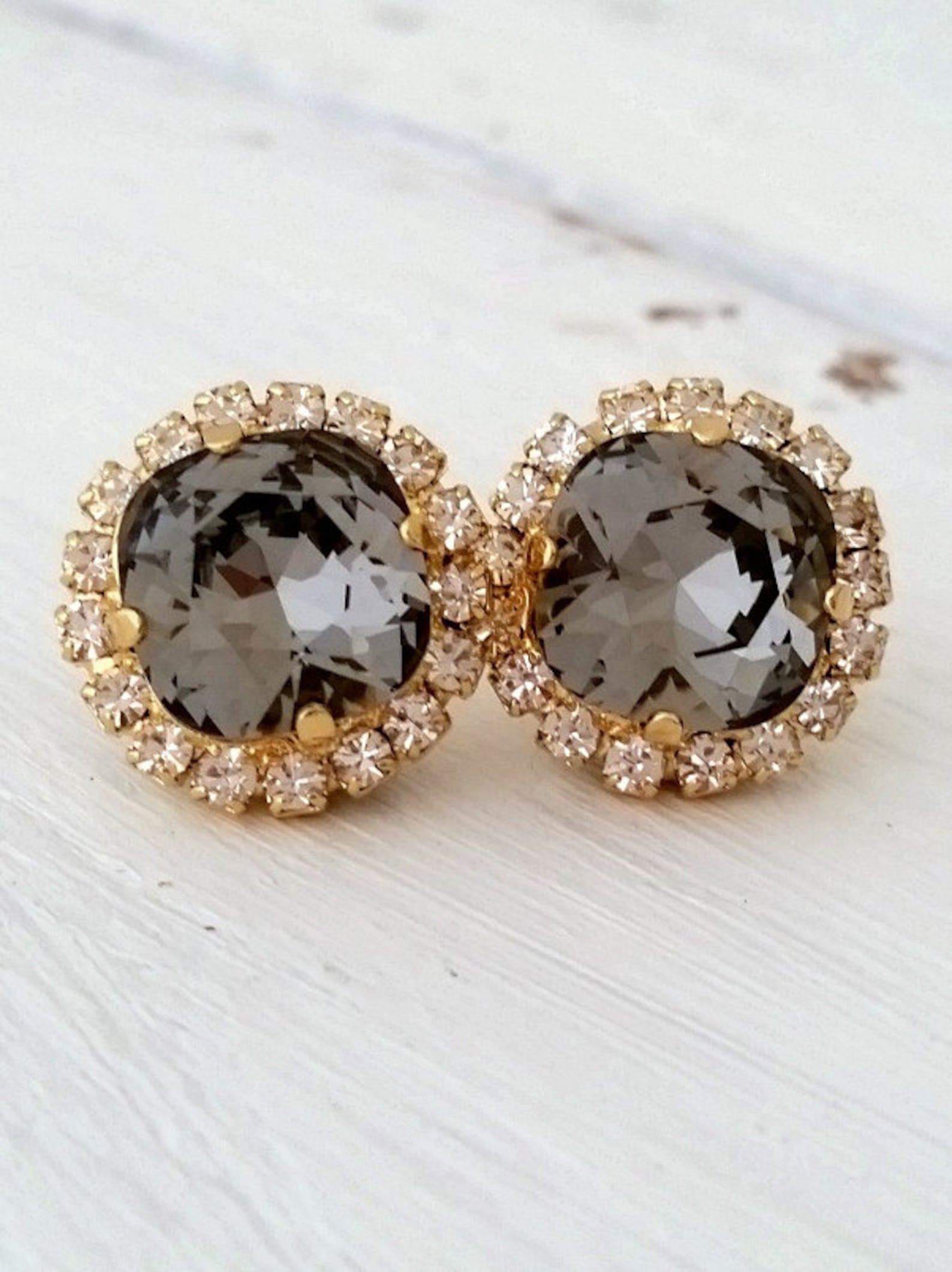 Gray Earringsgray Bridesmaid Earringsgray Bridal Etsy