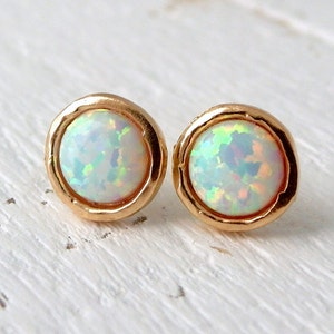 White Opal earrings,White Opal stud earrings,Opal studs,Opal stud earrings, Gold / silver studs, October birthstone earrings, opal studs