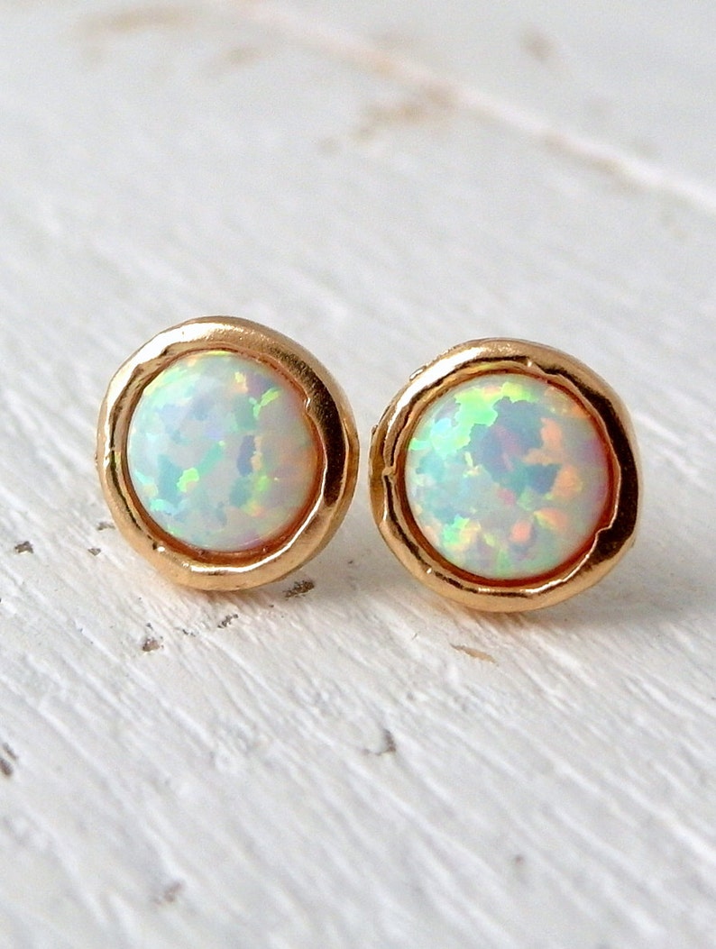 White Opal earrings,White Opal stud earrings,Opal studs,Opal stud earrings, Gold / silver studs, October birthstone earrings, opal studs 