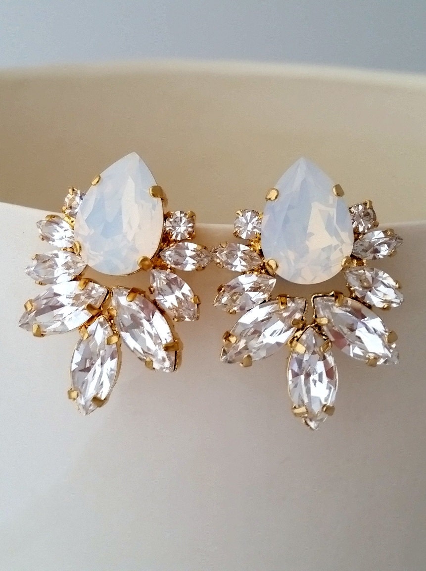 Bridal earringsWhite opal earringsWhite opal Bridal | Etsy