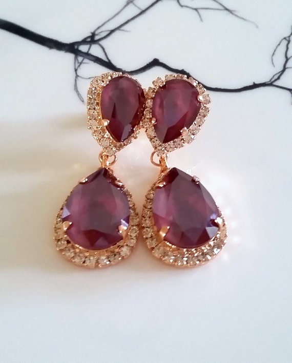 Burgundy earrings best sale wedding