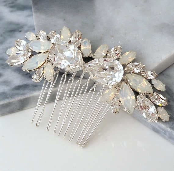 Bridal Hair Comb,white Opal Hair Comb,white Opal Hair Comb  display picture 2
