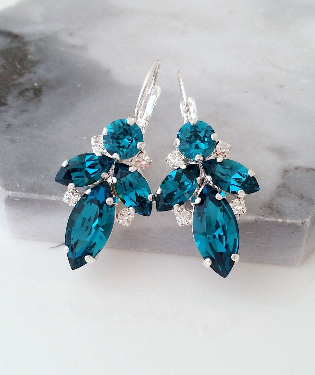 Teal Bridal Earrings,teal Earrings Drop,teal Earrings,teal Bridal