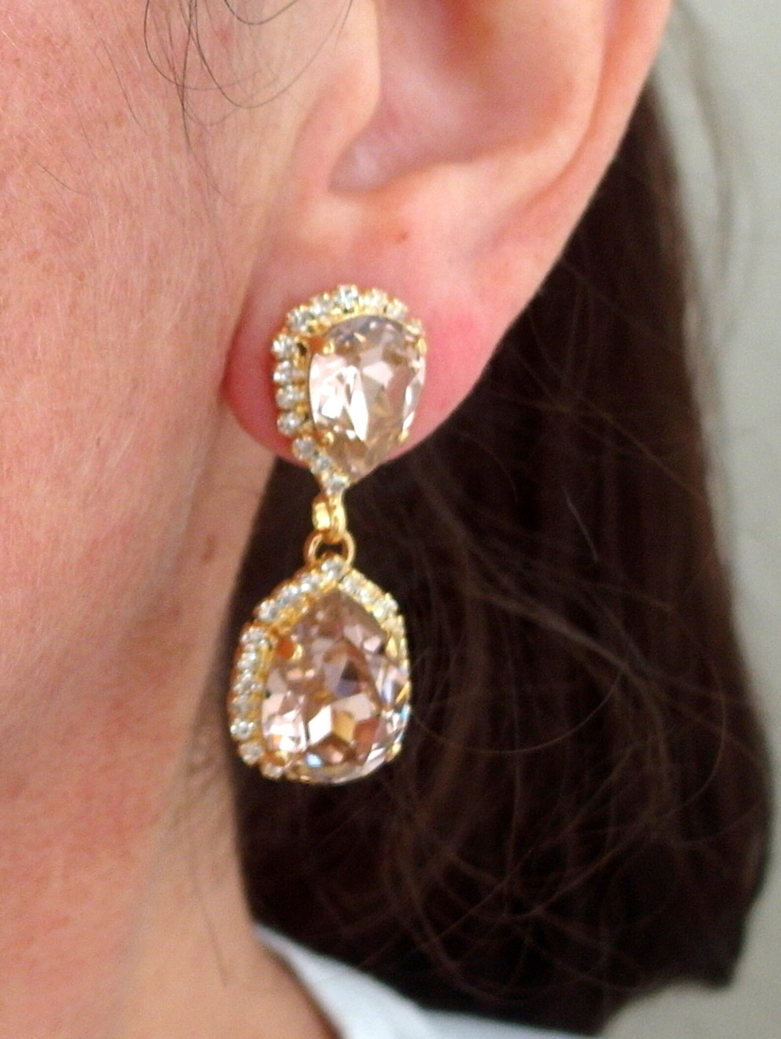 Blush Chandelier Earringsblush Pink Bridal Earringsblush Etsy