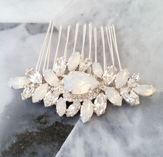 Bridal Hair Comb- Wedding Hair Accessory- White opal hair comb Bridal Hair Comb,white Opal Hair Comb,wedding Hair Accessory  main image 3