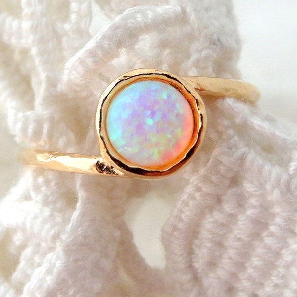 Opal ring, White Opal ring, Gemstone ring, Gold ring, Silver ring, white stone ring, October birthstone ring, dainty ring,stacking ring