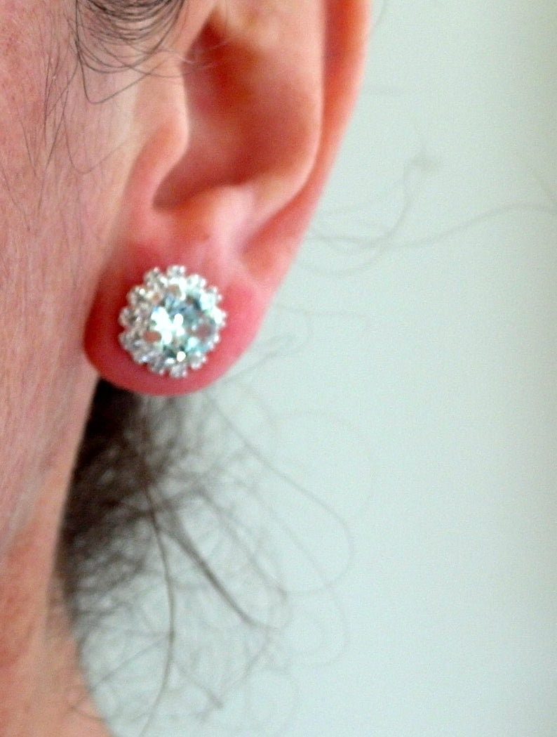 Dusty Blue earrings,Slate Blue earrings,Blue earrings,Dusty blue Bridal earrings,Bridesmaid gift,Crystal earrings,bridesmaid earrings image 5