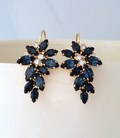 Navy blue earrings,Navy blue bridal earrings drop,Navy blue drop earrings,Navy blue vintage earrings,Cluster earrings,Bridesmaids earrings product logo