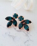Emerald earrings,Bridal earrings,Rose gold earrings,Emerald stud earrings,Bridesmaid gift,Petite earrings,Cluster earring,Vintage earrings