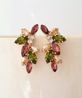 Olive green burgundy champagne earrings,Bridal earrings, cluster earrings,olive green burgundy blush earrings,Burgundy earrings, Bridesmaid