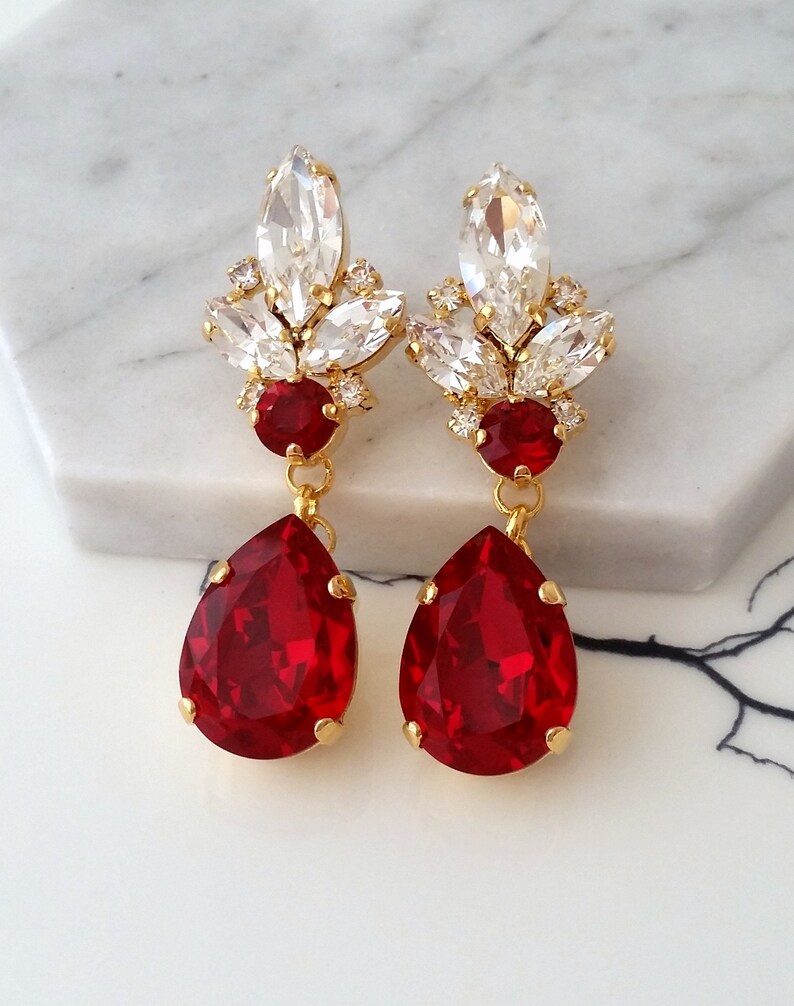Ruby earringsRed earrings Bridal Etsy