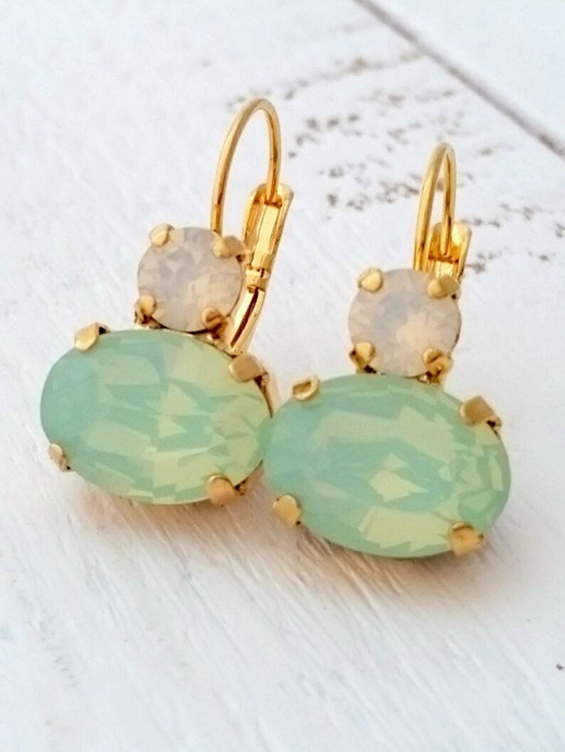 Mint Drop Earrings Mint Bridal Earrings Mint Bridesmaids Etsy