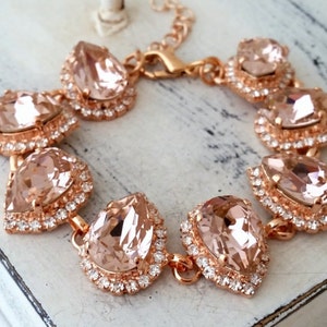 Blush necklace,Blush Morganite bridal necklace, crystal necklace,Rose gold necklace,Bib necklace,blush bridesmaid gift,Statement image 5