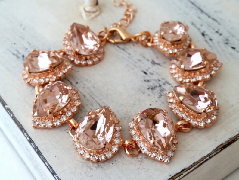 Blush necklace,Blush Morganite bridal necklace, crystal necklace,Rose gold necklace,Bib necklace,blush bridesmaid gift,Statement image 5