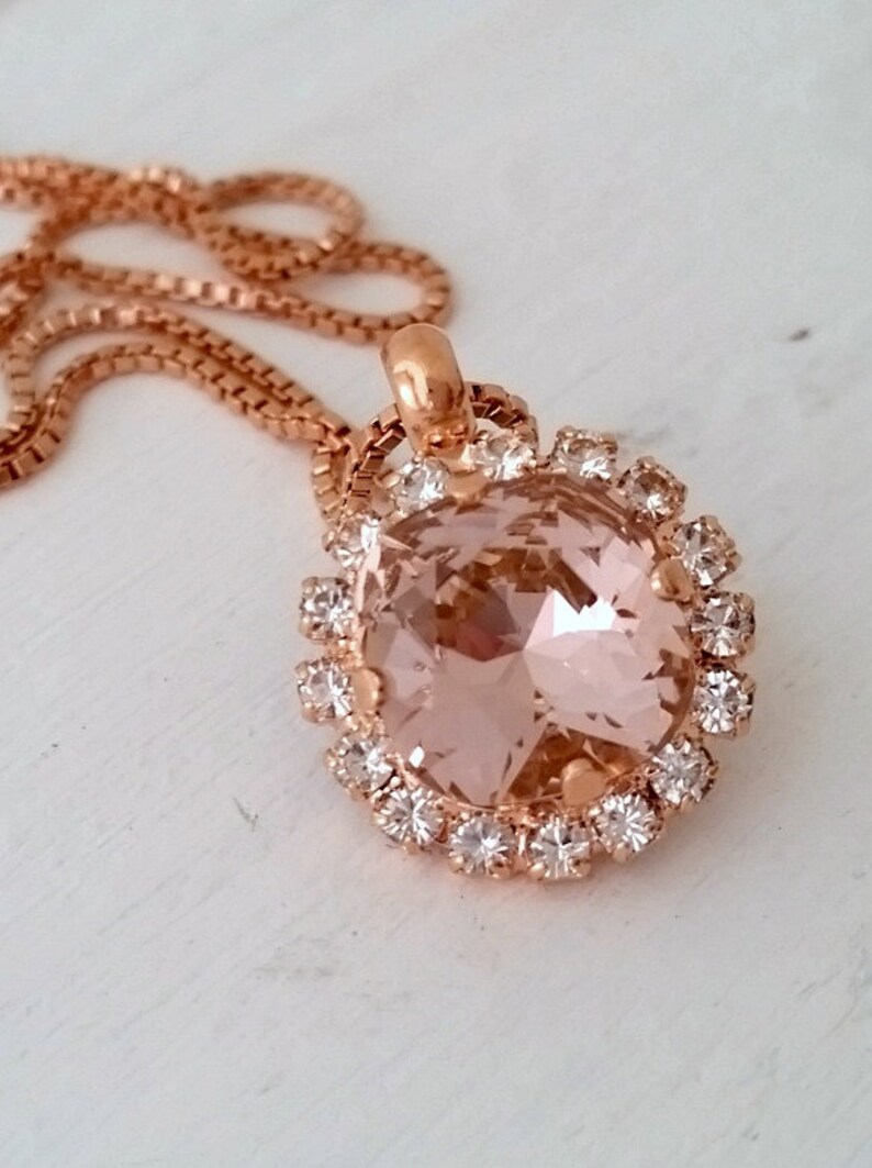 Rose Gold Blush Crystal Necklaceblush Etsy