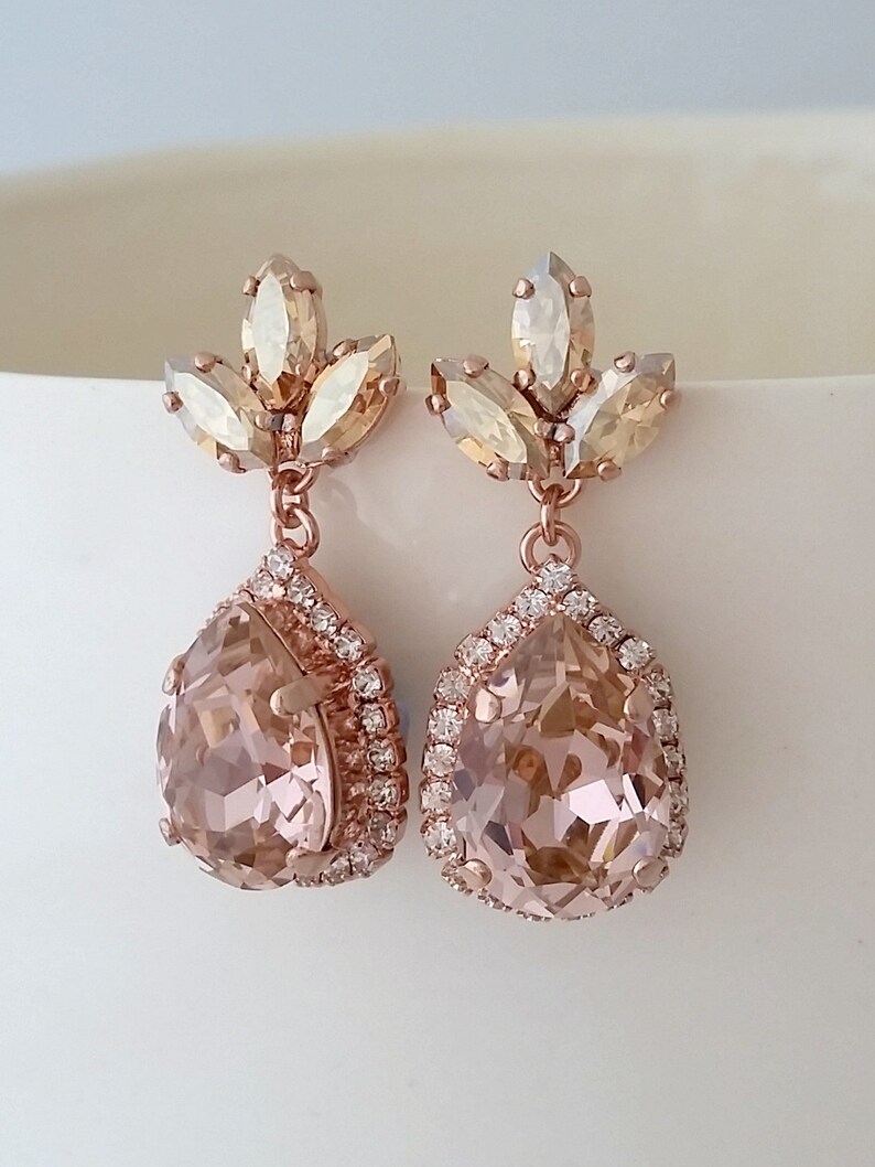 Blush Earringsblush Chandelier Earringschampagne Etsy Israel