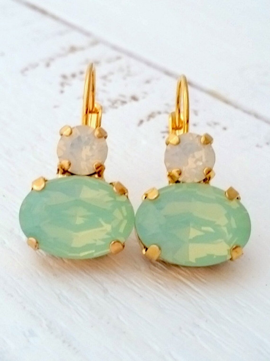 Mint Drop Earrings Mint Bridal Earrings Mint Bridesmaids Etsy