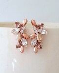 Blush earrings,Blush champagne Bridal earrings stud,Blush cluster earrings,Bridesmaids earrings,blush Wedding jewelry,Crystal earrings