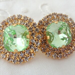 Mint earrings, Mint green crystal stud earrings,Mint bridesmaids earrings,Mint bridal arrings,large stud earrings, Crystal, mint wedding