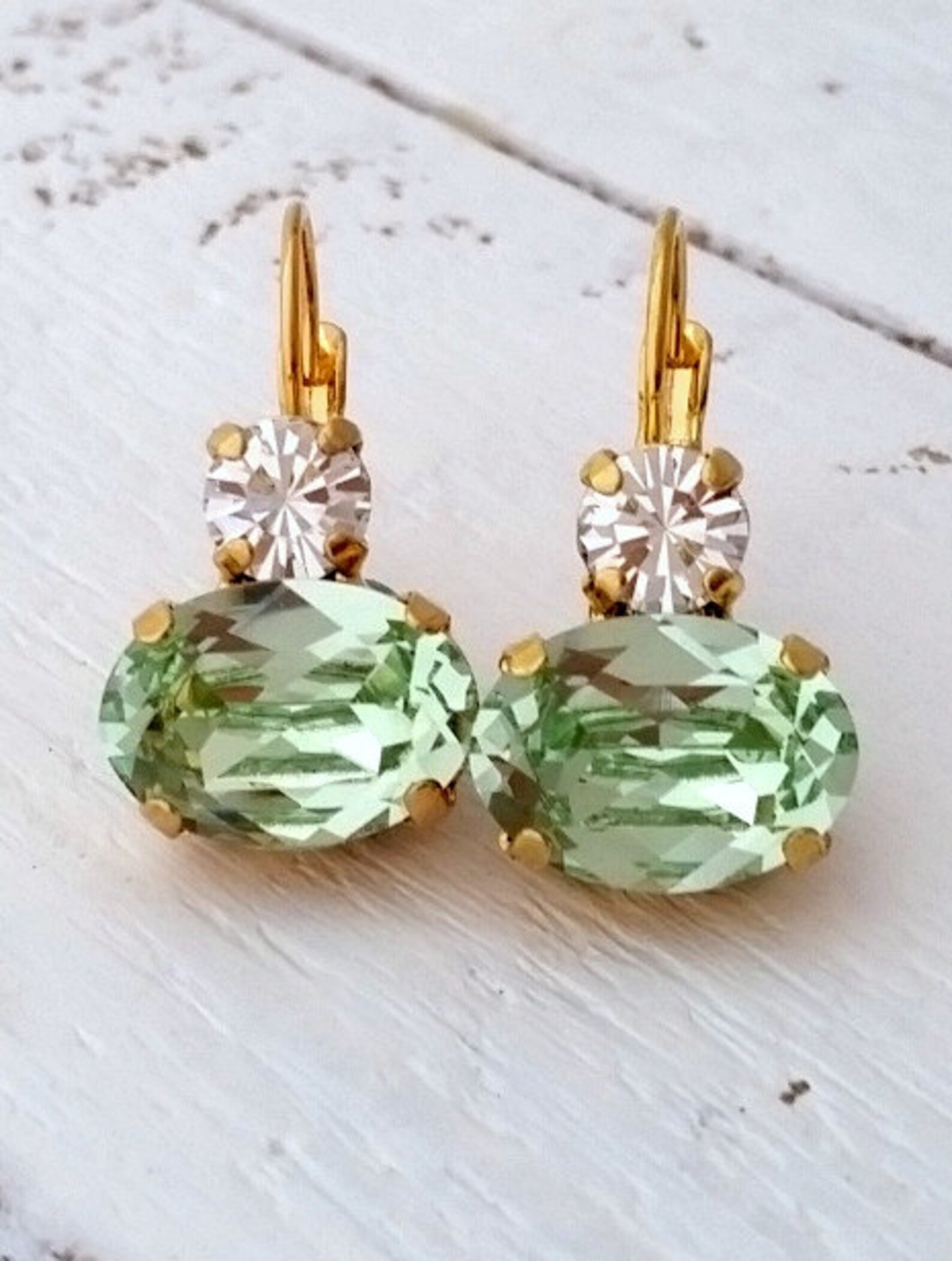 Mint Earrings Mint Drop Earrings Crystal Earrings Drop Etsy