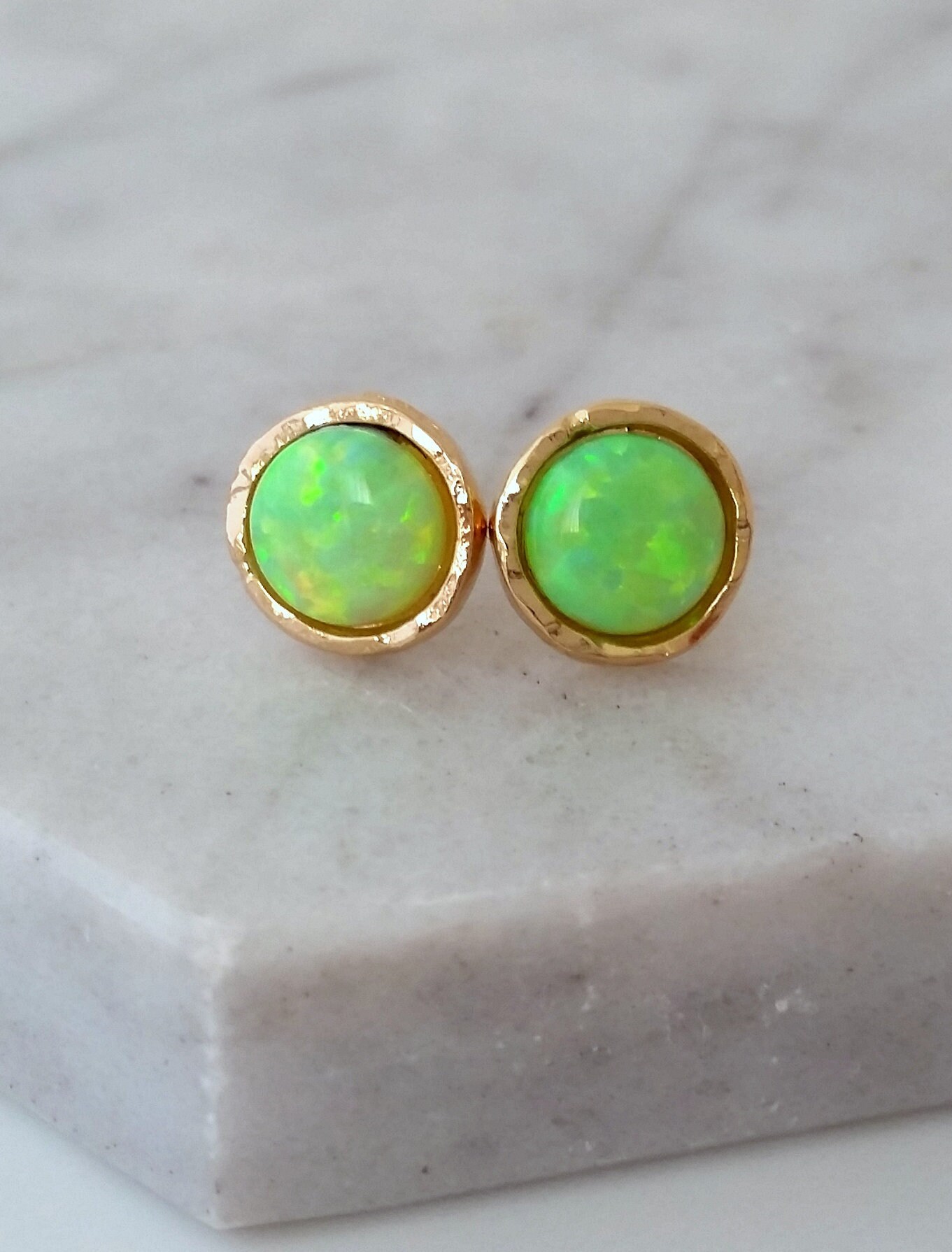 Margarita 6mm Kiwi Green Opal Ball Stud Post Earrings 14k Yellow Gold 1000Jewelscom #14 Margarita 6mm Kiwi Green Opal Ball Stud Post Earrings 14k Yellow Gold 1000Jewelscom