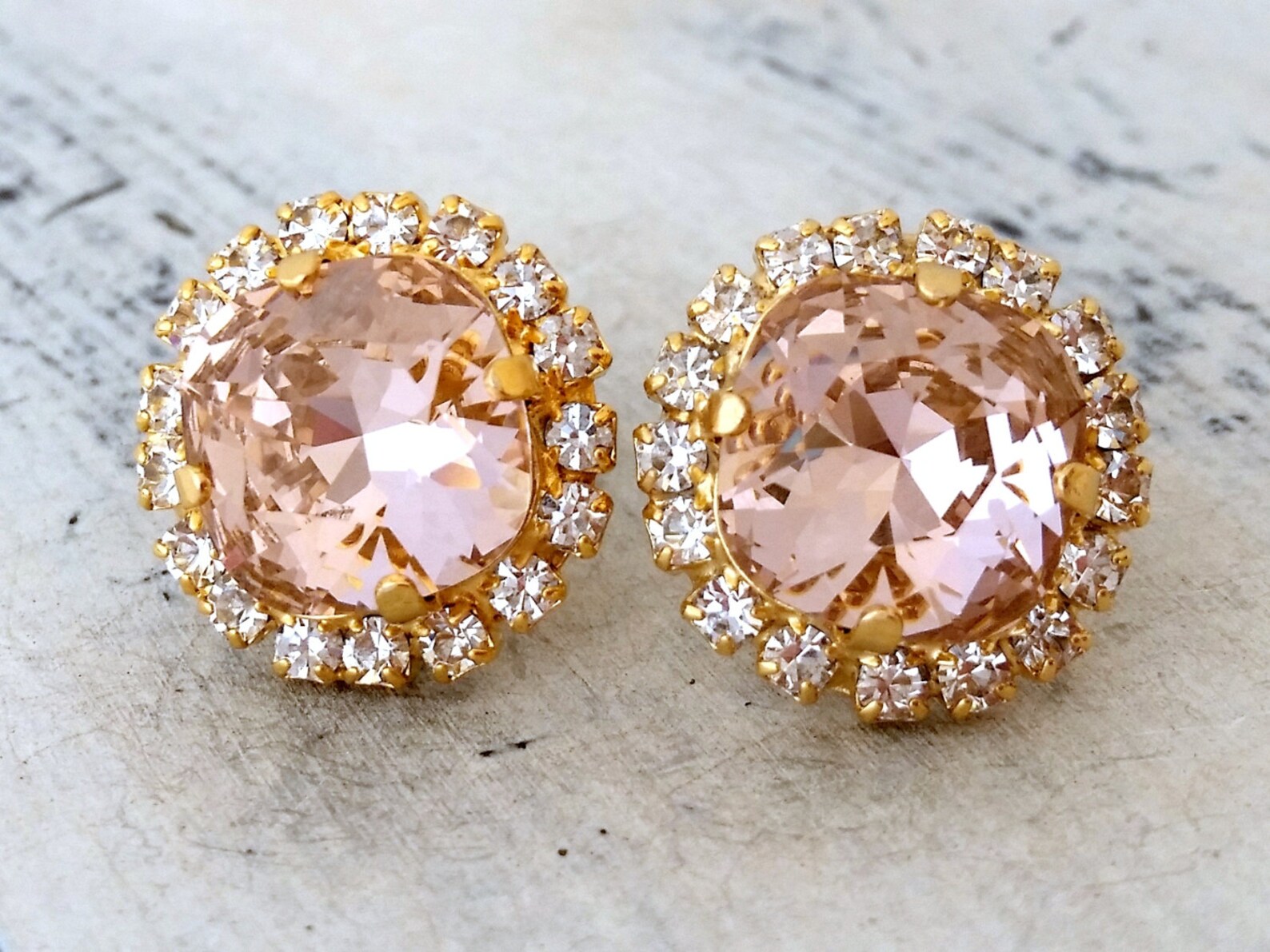 Blush earringsBlush pink stud earringBlush bridal Etsy