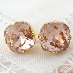 Blush earrings,Morganite earrings, Stud/Drop earrings,10/12 mm stones,Crystal earrings,Blush bridal earrings,Blush pink bridesmaid earrings