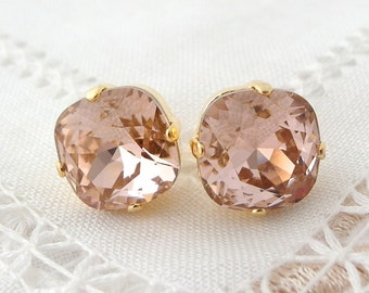 Blush earrings,Morganite earrings, Stud/Drop earrings,10/12 mm stones,Crystal earrings,Blush bridal earrings,Blush pink bridesmaid earrings