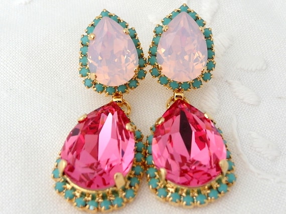 【threetimes】Pink coin earrings Triple Coin Earring - Etsy