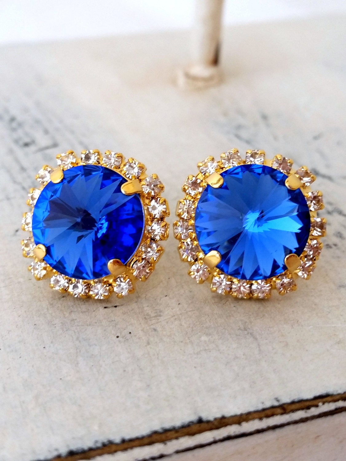 Elizabeth Medallion Earrings - Sapphire Blue main image 1