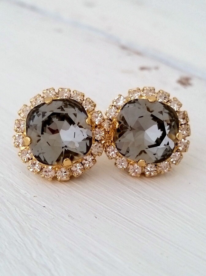 Gray Earringsgray Bridesmaid Earringsgray Bridal Etsy