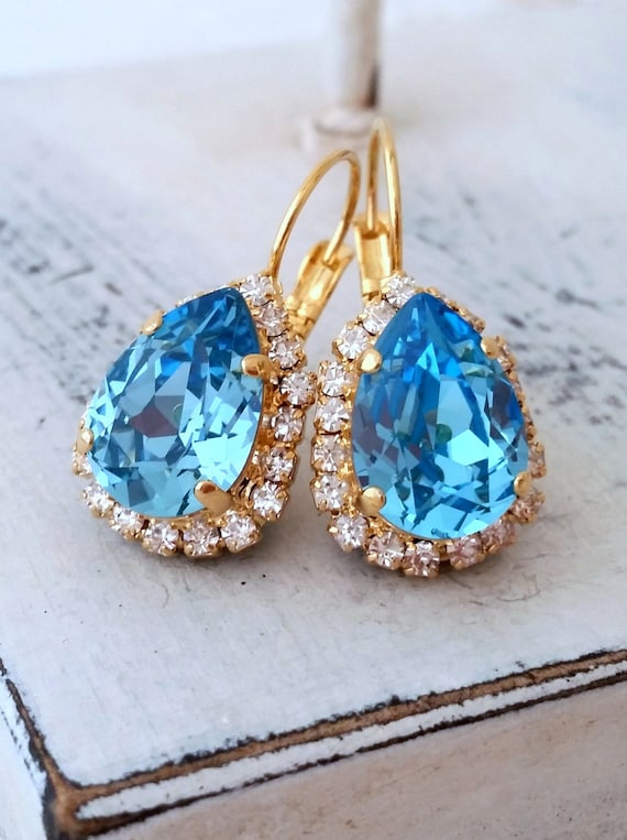 Aqua Fringe Gem Earrings - House of Tinks