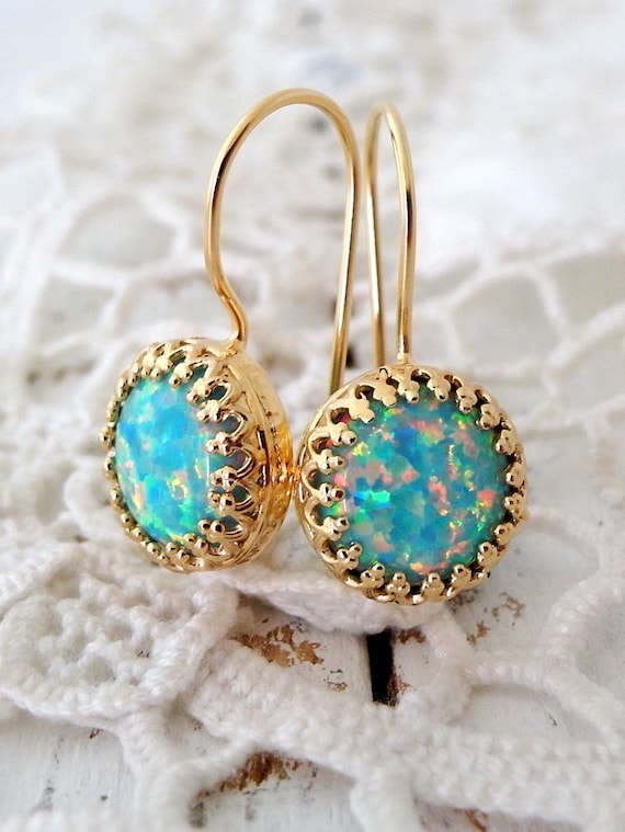 Opal earringsMint opal drop earringsDangle earringMint | Etsy
