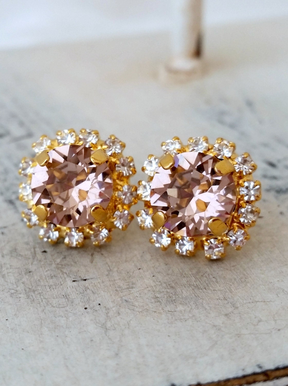 Blush earringsBlush pink bridal earringsSwarovski Etsy