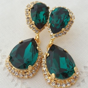 Emerald Earrings,emerald Green Chandelier Earrings,emerald Bridal ...