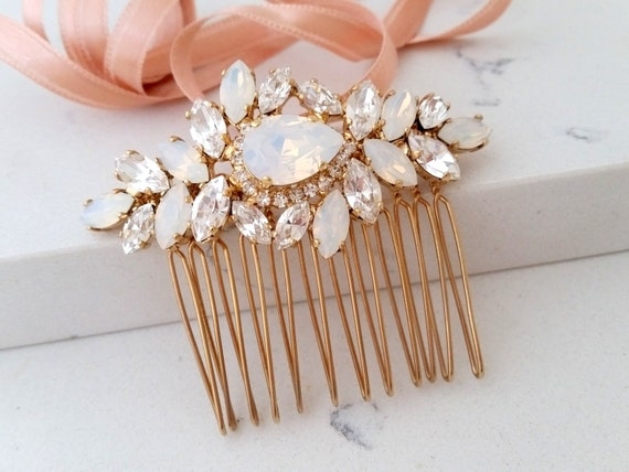 Bridal Hair Comb- Wedding Hair Accessory- White opal hair comb Bridal Hair Comb,white Opal Hair Comb,wedding Hair Accessory  main image 4