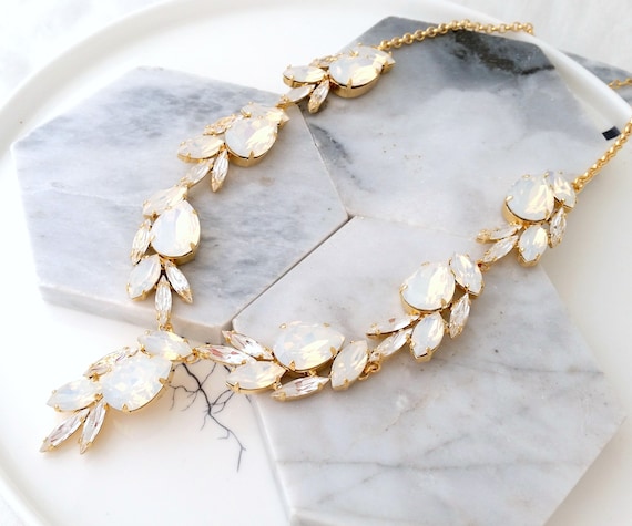 Bridal necklace,White opal necklace,Y necklace,Opal bridal necklace,Statement necklace,Wedding necklace,Y necklace ,Y bridal necklace