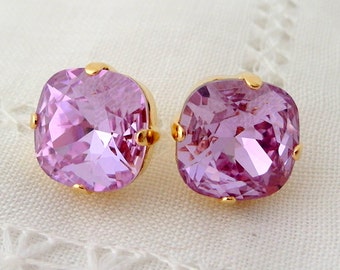 Purple lavender lilac violet Crystal crystal stud earrings, stud earrings, Bridal earrings, Bridesmaids jewelry, Crystal stud earrings